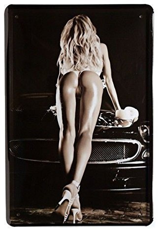 Blechschild 20x30 cm Pin up Girl washing car Sexy Erotik Werkstatt Garage Auto Waschen Metall Schild FA0577