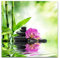 Paul Sinus Art Leinwandbilder | Bilder Leinwand 60x60cm pinke Orchideen schwarze Steine und Bambus auf dem Wasser