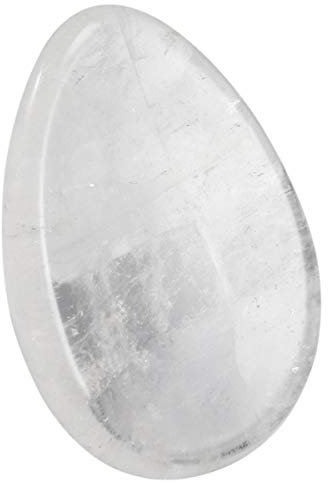 mookaitedecor Bergkristall Daumenstein Kristall Edelstein Massagestein mit Mulde, Handschmeichler für Heilung Reiki, Größe ca. 45 x 35 x 5 mm (Pack von 2 Stück)