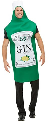 Smiffys Costume da bottiglia di gin, Verde, con tabarro