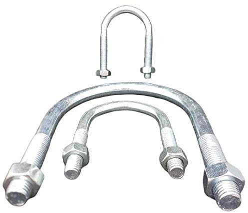 Rundstahlbügel, DIN 3570 Form A, Stahl verzinkt inkl. Muttern (60,3 mm - 2 - M 12-1 Stück)