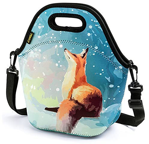Hugool Bolsa de Almuerzo con Aislamiento, Bolsas de Almuerzo de Neopreno para Mujeres Niños Niñas Adolescentes, Caja de Almuerzo Linda Impermeable para el Trabajo Viaje Escolar y Picnic