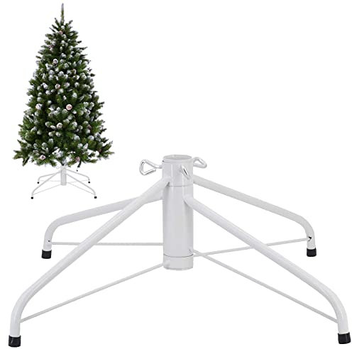 Ouvin Pied de sapin de Noël en fer blanc de 54,9 cm - 1,2 m - Décorations d'intérieur pour le jour de Noël (blanc)