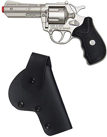 Gonher 433/0-8-Schuss Revolver mit Holster Police zum Kostüm Polizist FBI oder CIA Agent