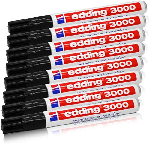 edding Permanentmarker 3000, schwarz, 1,5-3 mm, nachfüllbar, 4er Pack