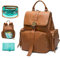MISS FONG Wickeltasche Wickelrucksack, Wickeltasche Rucksack mit tragbarer Wickelunterlage und Gurthalter Leder Wickeltasche Reiserucksack für Mama und Papa-Braun