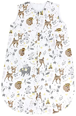 TupTam Baby Sommer Schlafsack 0.5 TOG aus OEKO-TEX zertifizierten Materialien, Farbe: Wilde Tiere, Größe: 62-74