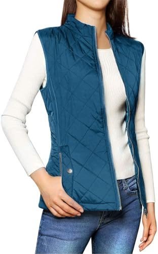 ORANDESIGNE Doudoune sans Manche Gilet Ultra Légère Veste Manteau Parka Blouson Zippée Hiver pour Femme Gilet Duvet Femme Chaud Doudoune sans Manche Col Montant A Vert M