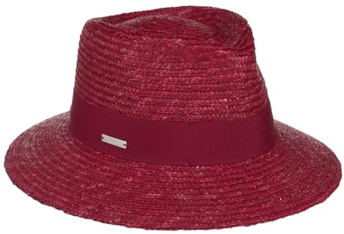 Seeberger Rileja Strohhut Sonnenhut Damenhut Bortenhut Sommerhut Damen - mit Ripsband Sommer Frühling-Sommer - One Size rot
