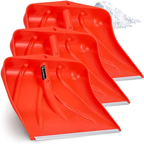 KADAX Orange Snow Shovel, Sleeveless Snow Shovel, Snow Shovel with Aluminium Edge, Plastic Snow Shovel, Snow Shovel (3, Width: 46.5cm)