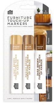 GEM Imports Assorted Brown Shades Furniture Plastic Touch Up Markers, 3 Pack - Wipes Scratches & Work Edges, Ideal for Tables, Wood Floor, Doors Restoration, & More
