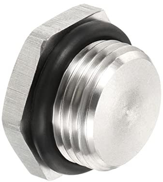 PATIKIL 1 Stück M18x1.5 Stecker Wasserdicht Staubdicht 304 Edelstahl Gewinde Sechskantkopf Sockel Massives Rohr Fitting mit Dichtung Gummi Ring