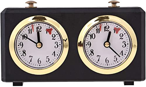 Schachuhr Timer, Schachuhren Analog Mechanischer Countdown Timer Schachuhr, Professioneller Wettkampf Timer Uhrwerk angetriebener Timer für Turnier Brettspiel (Schwarz)