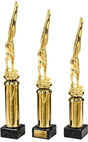 eberin · Turnsport Pokale · Turnen Herren · Turner im Handstand auf Goldsäule/Marmor schwarz · Auszeichnung · Pokal · in 3 Größen erhältlich · mit oder ohne Gravur · (Größe: 33,5cm)