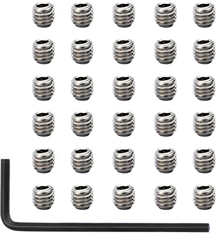 AccEncyc Juego de 30 tornillos hexagonales de cabeza Allen de acero inoxidable con punta de copa hexagonal de 10-32 x 3/16 pulgadas con llave hexagonal