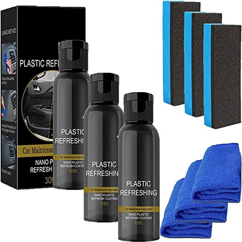 Ultishine Revitalisierendes Beschichtungsmittel-Set für Kunststoff, 2023 Neues Revitalisierendes Beschichtungsmittel-Set für Kunststoff, Nano-Kunststoff-Erfrischungsbeschichtung (3 Stück 30 ml)
