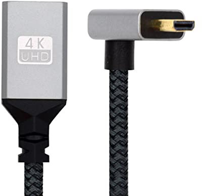 CY 4K Cable Type-D Micro HDMI 1.4 Male 90 Degree Down Angled to HDMI Female Extension Cable for DV MP4 Camera DC Laptop HDTV