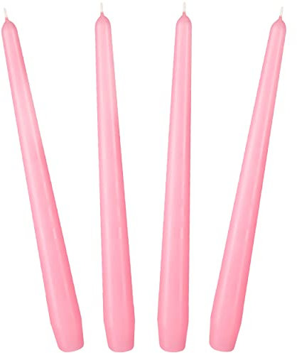 BRUBAKER 24 cm Spitzkerzen für Kerzenständer und Kerzenhalter - 4 Stück - lange, tropffreie Deko Kerzen mit langer Brenndauer - Leuchterkerzen Set Rosa