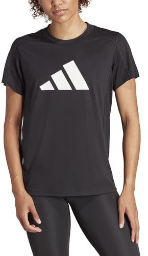 adidas Damen Train Essentials Big Performance Logo Training Tee T-Shirt, Black/White, S