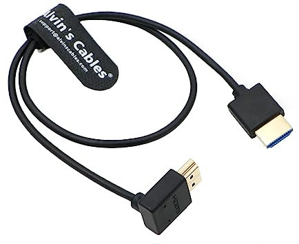 Alvin's Cables 8K HDMI 2.1 Cable High Speed Thin Straight HDMI to Up Angle HDMI for Atomos Ninja V Monitor, Z CAM E2, Sony FS5| FS7| A7S3 Cameras 19.7|50CM