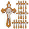 WEBEEDY 15 Stück Hölzernes Kruzifix Christliches Jesus-Kreuz Religiöse Kruzifix-Charms-Anhänger Für DIY-Rosenkranz-Halskettenherstellung Schmuckzubehör