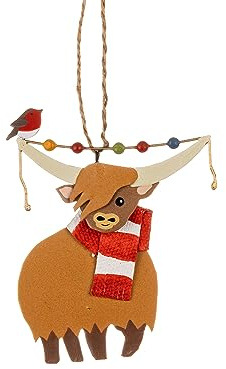 Shoeless Joe Highland Cow Christmas Tree Decoration