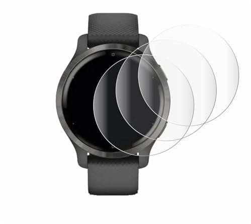 Savvies 4 Stück Full-Screen Schutzfolie für Garmin Venu 2S Full-Cover Displayschutz-Folie mit Installationshilfe [3D Curved, Transparent]