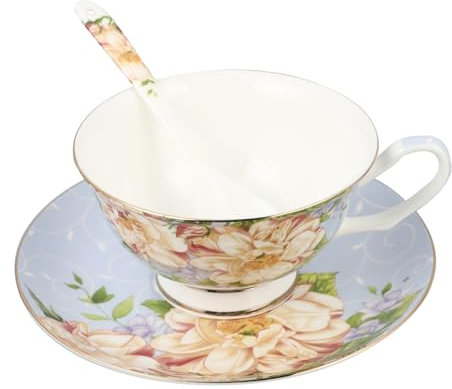 PRETYZOOM 1 Juego Juego De Tazas De Cafe Tazas De Té Retro Taza De Cerámica De Lujo Juego De Tazas De Café De Cerámica Taza De Té China Porcelana Blanca y Translúcida Único Reino Unido.