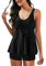 UMIPUBO Maillot de Bain Femme 2 Pieces Tankini Shorty Sexy Col en V Swimwear Grande Taille Bikini Gainant Ventre Plat Réglable Swimsuit avec Boyshort(Noir,L)