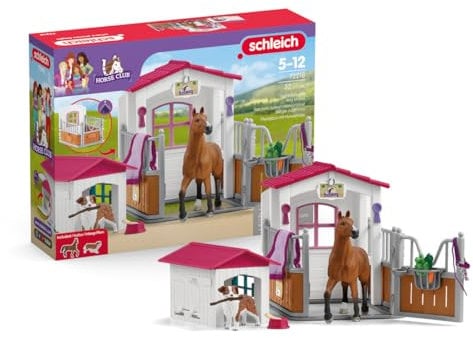 Box mit Hannoveraner Stute und Australian Shepherd, Pferdefigur und Zubehör, SCHLEICH 72218 Horse Club, ab 5 Jahren
