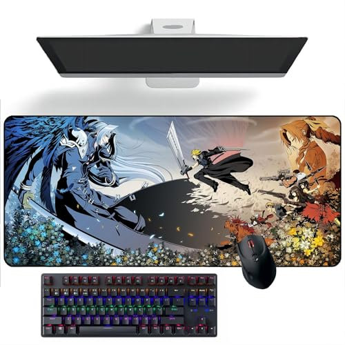 ZEKYGPP Anime Mouse pad Final Fantasy Anime Mouse Pads Deskmat Keyboard Mat Large Mouse Pads Rubber Desk Mat, 400mm*900mm*3mm