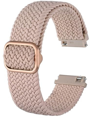 BISONSTRAP Cinturino in Nylon 20mm, Cinturini Regolabili Intrecciati per Uomo e Donna, Rosa con Fibbia Rosa