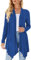 Cardigan da donna drappeggiato aperto sul davanti casual a maniche lunghe leggero cardigan maglioni spolverino, Blu, XXX-Large
