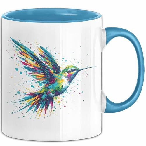 Kolibri Aquarell Tasse Geschenk (Blau)