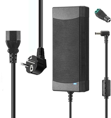 Alimentatore 12V 10A, trasformatore dell'adattatore di alimentazione da AC100-240V a DC 12V 10A, 12 Volt 10 Amp 120W 5,5mm x 2,5mm /2,1mm DC Output Jack per strisce LED, monitor LCD, telecamera CCTV