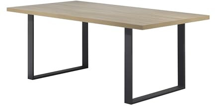 i-flair Esszimmertisch Macon 140x80 cm Kufentisch Holztisch Esstisch Kufengestell Tisch mit Tischplatte und Kufen - Eiche + Schwarz