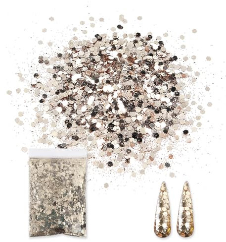 Bieiyhe 50g Glitzer Pailletten Platin Kosmetik Make Up Glitzer zum Basteln Streuglitzer Gesicht Glitter Pulver Farben Glitter Chunky Glitzer Set Pailletten für Körper Glitter Nagelkunst für Musik