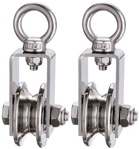 KCNOFNC 40mm Umlenkrolle mit 2 Kugellager, Edelstahl Fitness flaschenzug，Umlenkrollen für 8mm Seile Stahlseil, Tragkraft 200kg 2 Stück