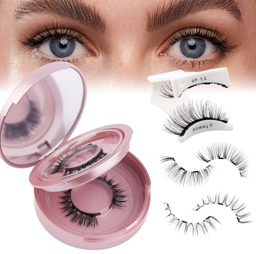 GEMERRY 2 pares de Pestañas Postizas Magnéticas Pestañas Postizas Magnéticas con Aplicador No Necesita Pegamento Pestañas Magnéticas Aspecto Natural e Impermeable(THD01)