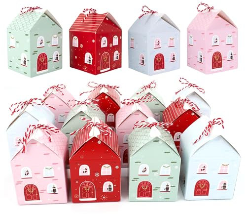 24 Stück DIY Weihnachts-Adventskalender-Boxen zum Befüllen, leere Adventskalender-Häuser-Boxen, Countdown-Adventskalender, Geschenkboxen für Kinder, Boxen für Leckereien und Süßigkeiten