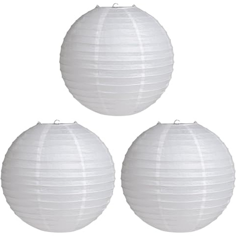 FIMWOLZ 3 Pcs Weiße Runde Laterne Lampenschirm Hängelampe Papierlampenschirm Uhr Hochzeitsdekorationen Party Requisiten Zubehör 20 cm