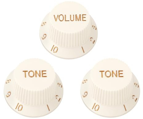 Banworks Imperial 24-Spline Electric Guitar Control Knobs 6mm (15/64) | 2 Tone and 1 Volume Knobs Speed Knobs Top Hat for Fender Stratocaster Strat ST Electric Guitars 3Pcs JT/XN-06 Vintage White