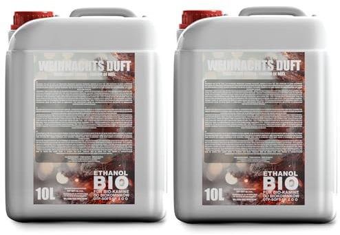 20 litros de bioetanol premium 96,6% puro – 2 x 10 l de combustible ecológico para chimeneas de etanol, combustión limpia, sin humo, llama viva y estable (aroma navideño)