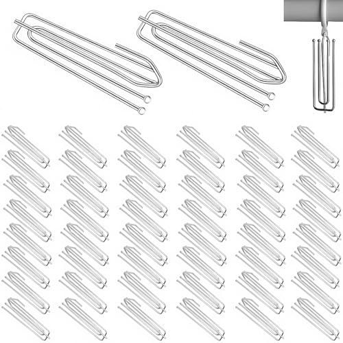 70 ganchos de cortina de metal, ganchos de cortina de acero inoxidable de 4 dientes, ganchos para colgar cortinas, ganchos para cortinas y anillos de cortina, rieles