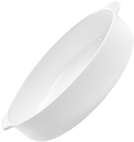 BEBEMOKO Bandeja De Hornear Cerámica Blanca De Porcelana Plato Profundo Para Cocinar y Servir Para Microondas y Horno Diseño Creativo Escandinavo