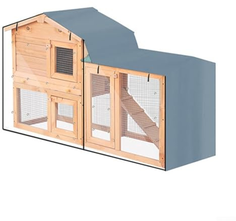 Dreieckige Kaninchenstallabdeckung, wasserdichtes Oxford-Gewebe, Haustierkäfig-Schutz, für drinnen und draußen, Staubschutz mit Aufbewahrungstasche (grau, 147 x 52 x 86 cm)