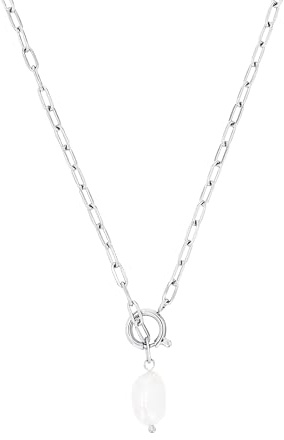 s.Oliver Kette mit Anhänger aus Edelstahl/925 Sterling Silber für Damen, Halsschmuck, mit Kristall, Kommt in Schmuck Geschenk Box