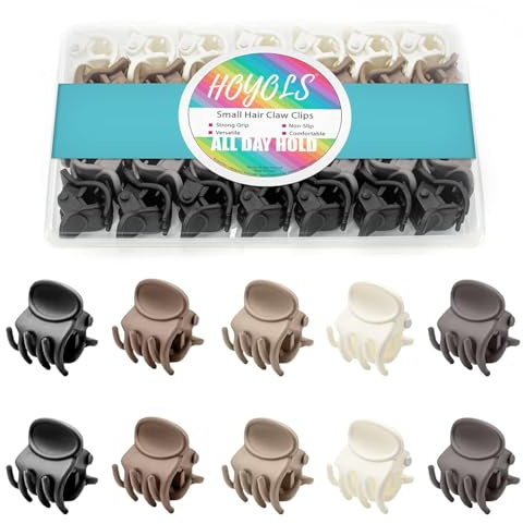 HOYOLS Kleine Haarclips, Mini Haarklammern für feines kurzes Haar, 35 Stück | 5 klassische Neutrale Farben, Rutschfeste Haarspangen für Teens für Zöpfe & Lockige Frisuren, Haaraccessoires für Den Alltag