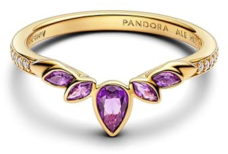 PANDORA Disney Die Eiskönigin Anna Diadem-Ring mit 14K vergoldeter Metalllegierung und Zirkonia, Größe: 58, 164135C01-58