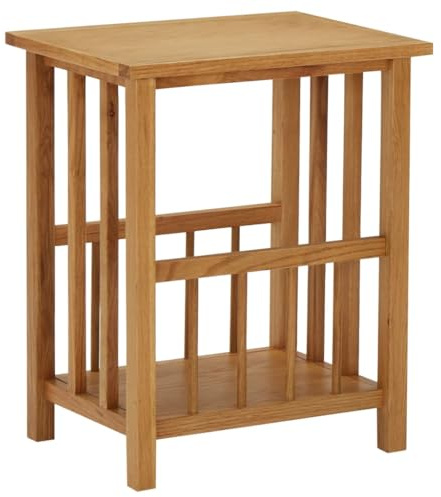 SKTQYQO Beistelltisch Zeitungsständer aus massiver Eiche und MDF, kompaktes Design, 45 x 35 x 55 cm, mit Zeitungsablage, elegant und funktional, für rustikale Einrichtung, robust und praktisch